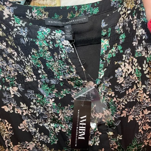 NWT White House Black Market Smocked Blouson Dress- Little Lead Burnout - Picture 13 of 16